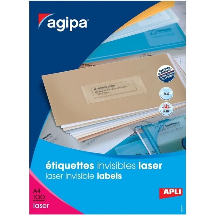 AGIPA 119020 Étiquettes adhésives invisibles105 x37 mm