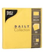 Lot de 20 Serviettes de table Cocktail - 250 x 250 mm - Jaune : PAP STAR Visuel