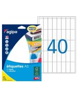 Étiquettes adhésives - 35 x 15 mm - Blanc AGIPA Lot de 640 